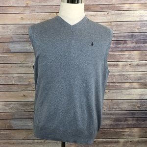 Ralph Lauren Polo Golf Gray V-Neck Sweater Vest L